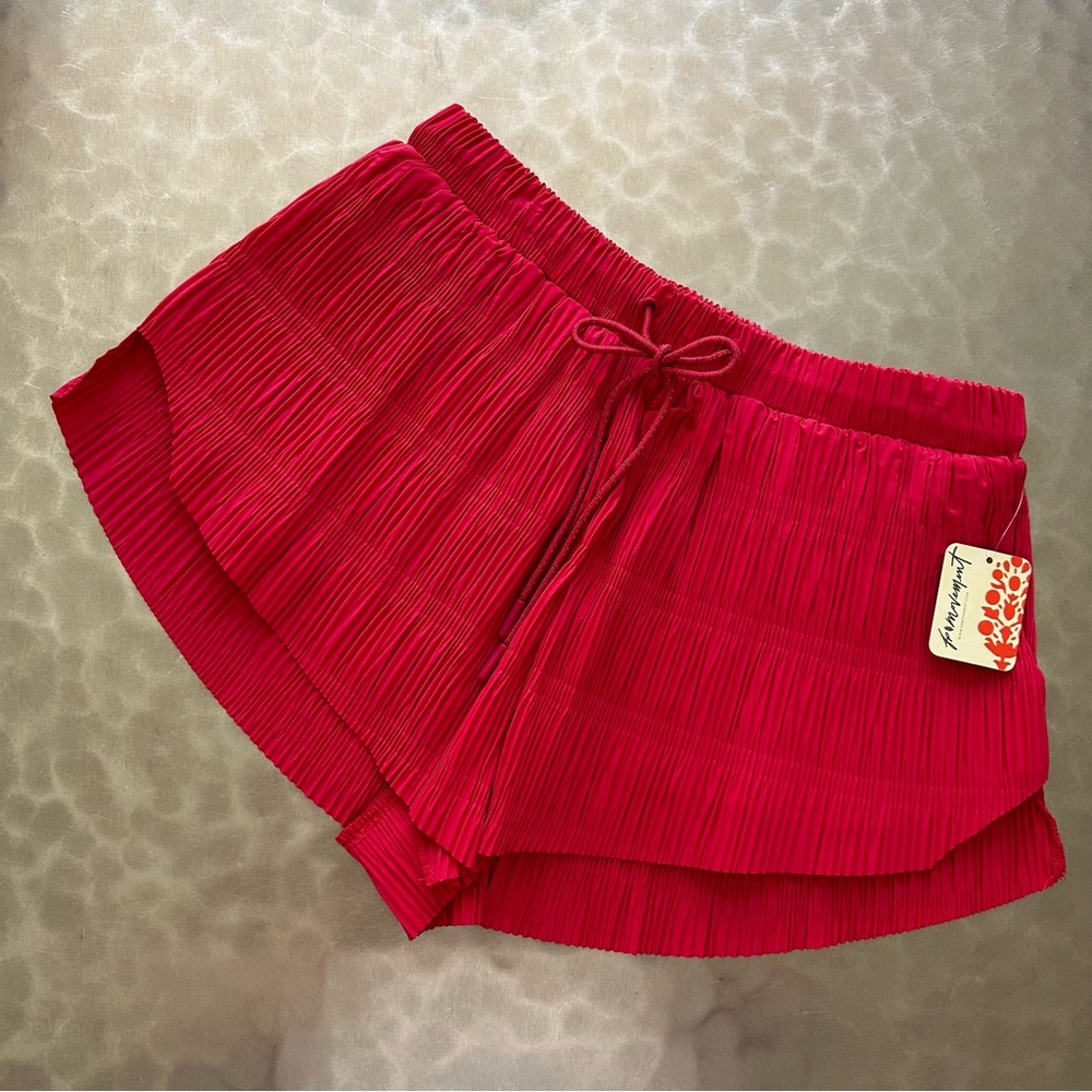 Free People Shirr Enough Vibrant Pink Shorts